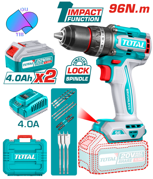 Perceuse visseuse 20V brushless 96N.m